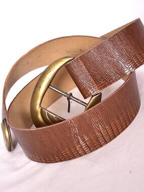 Brown 2 Inch Belt With Gold Buckle